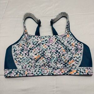 Run Happy Brooks Sports Bra Size 36D 3 hook Back Closure Teal Multi Convertible